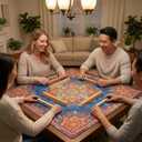 Mahjong Table Mat, 31.5 x 31.5 Inch Waterproof Game Surface, Non-Slip Rubber Backing, 3mm Noise-Dampening Pad, Carry Bag, 4 Unofficial Rules Guides and 3 Dice for American Mahjong