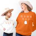 JINTING Mommy and Me Matching Outfits Halloween Little Boo Sweatshirt Spooky Mama Long Sleeve Shirt Tops (White, XXL)