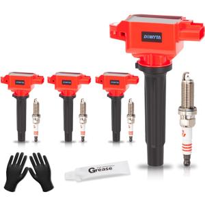 Set of 4 Upgraded Ignition Coil Pack and Iridium Spark Plugs fits for Mazda CX-5 2013-2018, 3 2012-2019, 3 Sport 2014 2016-2018, 6 2014-2017, MX-5 Miata 2016-2018, CX-3 2016-2020