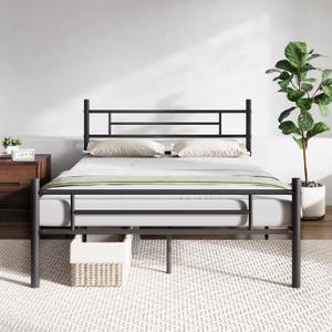 Novilla Queen Bed Frame with Headboard and Footboard, 14 Inch Metal Platform Bed Frame Queen Size, Large Storage Space, Heavy Duty Slats Support, Mattress Foundation No Box Spring Needed (Dark Black)