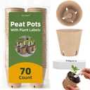 CLEANGOR 70Pcs Biodegradable 4” Peat Pots with 70Pcs Plant Labels, Biodegradable Seed Starter Pots with Drainage Holes, Nursery Pots for Seedlings, Herbs, Vegetables, Flowers, Gardening Kit