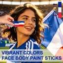 2 x Blue White and Red France Face Paint Stick for World Cup Fans and Party, World Cup Decorations, Sweatproof & High Pigment Sports Face Paint Sticks for World Cup Party Accessories