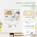 DOLLAR BOSS Cork Board Bulletin Board with Linen Double-Sided 30" x 20" Linen Corkboards for Walls Picture Display Vision Board for Office Home School Framed Picture Pin Board, 20 Pushpins 10 Clips