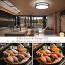 10inch Ceiling Light Fixture 2 Pack Black, 24W Led Ceiling Light Fixture 2400LM, Adjustable Brightness Flush Mount Ceiling Light for Bedroom, 5000K Daylight White, ETL Listed, Easy to Install
