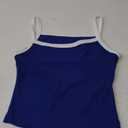 DaiLiWei Women's Square Neck Tank Tops Ribbed Sleeveless Cropped Top Color Block Basic Cami Shirts M