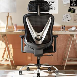 HOLLUDLE Ergonomic Mesh Office Chair - 3D Adjustable Lumbar Support & 3D Armrests, V-Shaped Back, Adjustable Desk Chair for Office & Home, Black, Pack of 1