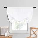 NICETOWN Kitchen Window Curtains - Short Curtains for Small Window Thermal Tie Shade for Decoration Adjustable Valance Balloon Blind for Nursery, 52" x 45", Pure White, 1 PC