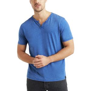 Lucky Brand Mens Venice Burnout Notch Neck Tee Shirt (Blue)