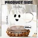 4 Pcs Halloween Ghost Coffee Mug Glass Cup with Handle Heat Resistant Coffee Tea Milk Cups Halloween Accessories Birthday Gifts for Home Office Drinking