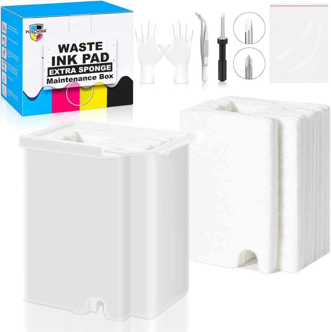 Waste Ink Pad Replacement for EPSON Ecotank ET-2800 ET-2803 ET-2720 ET-2711 ET-4700 L3110 L3210 L3150 L3250 etc. Printers, Maintenance Box with Extra Sponge Absorbant