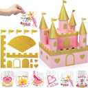 Pasimy Valentines DIY Mailbox for Kids with Greeting Cards Valentine's Day Card Box for School Classroom Boys Girls Gifts Exchange, Kids Gift to Party Favor Sets(Princess)