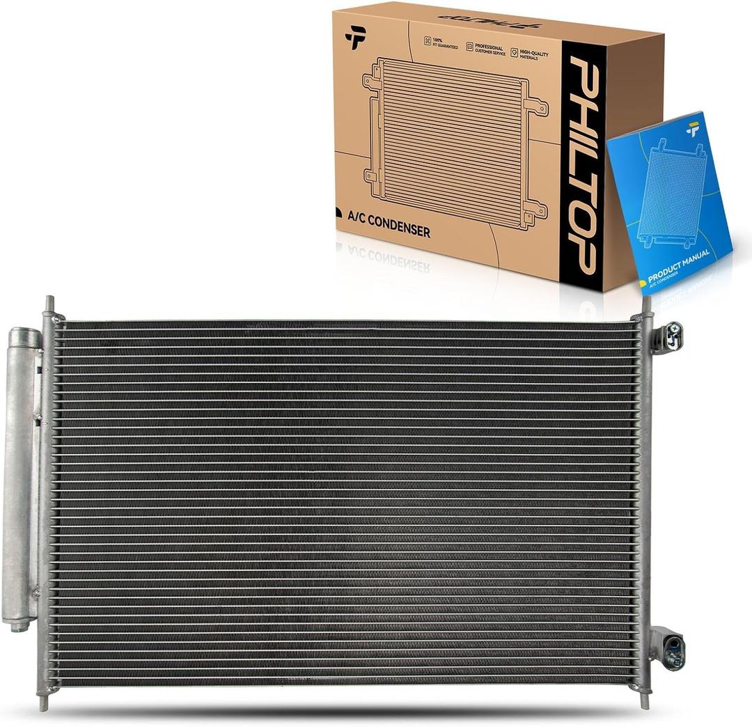 PHILTOP Air Conditioning A/C Condenser for Nissan Rogue 2008-2013, Rogue Select 2014-2015, with Receiver Drier Replace# 3750, 92100JG000