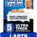 Mr. Clean Magic Eraser Sponge, All Purpose Cleaner, Long Lasting Cleaning Scrubber, Wall Cleaner, Sneaker Cleaner, Oven Cleaner, Kitchen, Bathroom, Shower Cleaning Supplies, Ultra Thick, 5ct