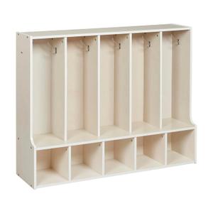 ECR4Kids Streamline 5-Section Toddler Coat Locker with Bench, Classroom Furniture, White Wash