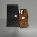 for iPhone 16 Pro Max Case Leather | iPhone 16 Pro Max Leather Case with Stand | Compatible with MagSafe with Magnetic Ring Grip Holder (Brown, IP 16 Pro Max-6.9inch)