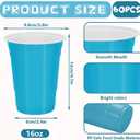 Whaline 60Pcs Colored Plastic Cups 16oz Blue White Plastic Cup 3 Colors Disposable Cup for Bride Baby Shower Birthday Winter Party Supplies