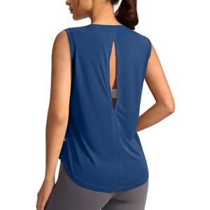 Soothfeel Womens Workout Tops for Women Sleeveless Tennis Yoga Shirts Lightweight Loose Athletic Running Tank Tops (Small, Blue)