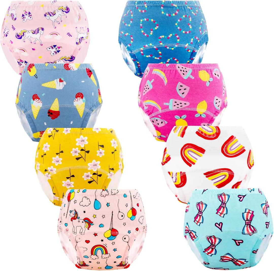 Baby Potty Training Underwear, Cotton Toddler Training Pants for Girls 2-3 T, 8 Pack, S, Multi-Colored