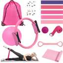 HASHMUST Pilates Ring Kit 12 PCS for Women, Home Workout Equipment with Magic Circle, Mini Exercise Ball, Resistance Bands, Massage Lacrosse, Yoga Strap, Full-Body Fitness Set for Toning & Gift