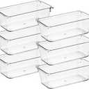Ravinte 6 Pack Drawer Organizer - 3" X 6" Plastic Storage Bins, Acrylic Organizers with Non-Slip Pads Clear Desk Storage Tray for Makeup, Jewelries, Kitchen Utensils, Bathroom and Office