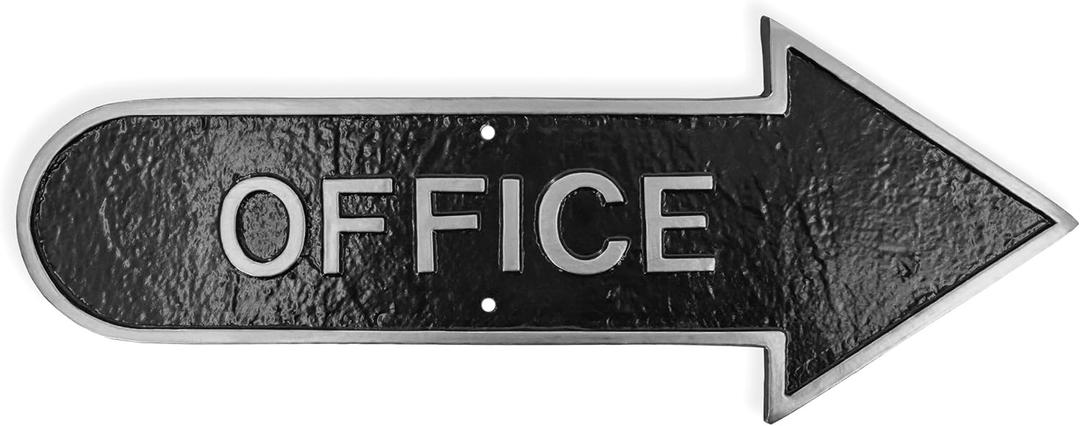Montague Metal Products 6" x 15.5" Right Arrow Office Statement Plaque Sign - Black/Silver