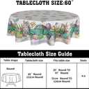 Giwawa Spring Easter Round Tablecloth Cute Bunny Table Cloth 60 Inch Truck Gnome Easter Rabbit Eggs Table Cover for Holiday Kitchen Party Dinner Decoration