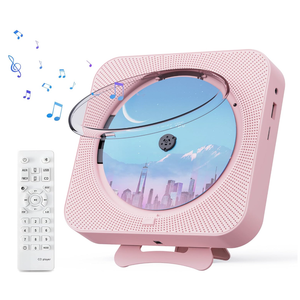 MICOCIOUS Portable CD Player with Bluetooth Desktop CD Player for Home CD Music Players with Remote Control,Timer,Builtin Dual Speakers with LED Display Home Audio Boombox FM Radio (Pink)