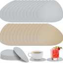 12 Sets Faux Leather Coasters for Drinks, Handmade Dual Sided Drink Coasters for Tabletop Protection, Non-Slip Washable Coasters for Tea Cup Living Room Office Desk DecorationGrey and Brown