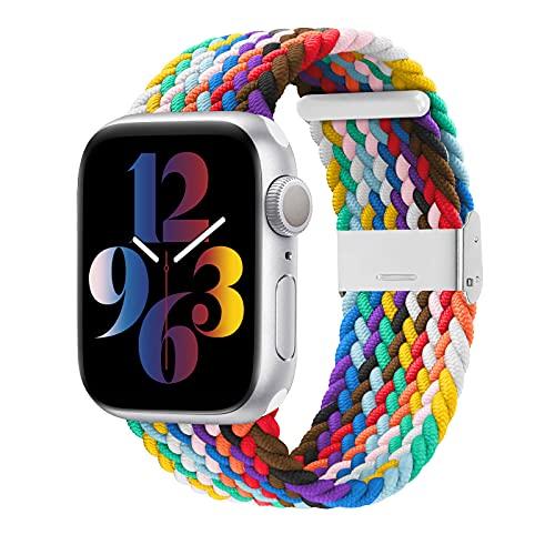 Bandiction Compatible with Apple Watch Bands 44mm 40mm 38mm 42mm 41mm 45mm 46mm 49mm, iWatch Bands Women Men,Stretchy Braided Solo Loop Elastic Sport Band for iWatch Ultra SE Series 11/10/9/8/7/6/5/4