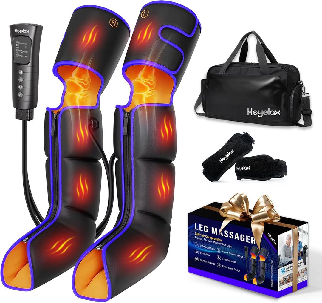 Leg Massager with Heat and Compression,Recovery Boots Sleeve to Reduce Muscle Fatigue, Swelling, Cramping,Leg Compression Massager for Circulation and Pain Relief FSA,Ideal Christmas Gifts (Medium)