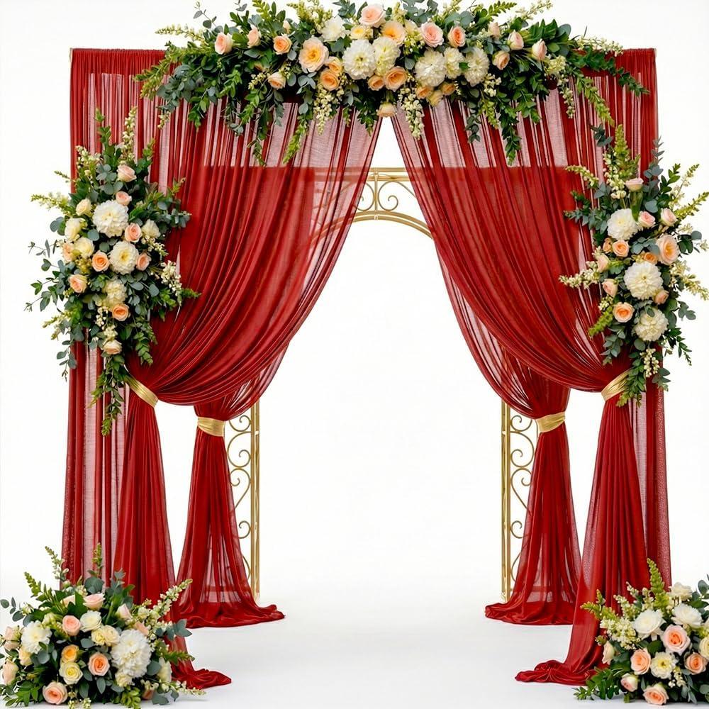 10x12FT Red Wrinkle Free Thick Backdrops Red Backdrop Curtains for Party Arch Stage Wedding Ceremony Curtains Fabric Photography Backdrop 5x12ft,2 Panels YUNNS105