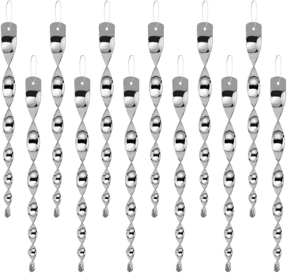 jabrand 12pcs Woodpecker Deterrent for House, Bird Scare Rods for Outside Garden and Yard Bird Reflective Repellent Devices (Silver)