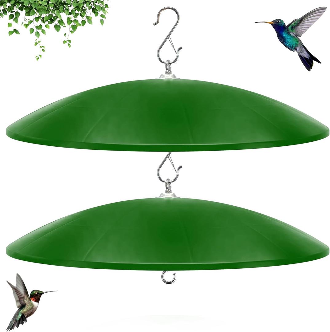 19" Extra Large Squirrel Baffle, Hummingbird Feeder Shade Dome Cover, Bird Feeder Rain Guard, Hanging Squirrel Proof for Shepherd's Hook Outdoors (Green) Pack of 2 