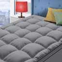 Queen Size Mattress Topper for Back Pain, Cooling Extra Thick Mattress Pad Cover with 8-21 inch Deep Pocket, Plush Pillow Top Mattress Topper Overfilled with Down Alternative, Queen Size, Dark Grey