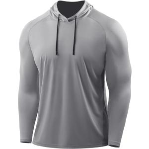 CADMUS Men's Workout Long Sleeve Fishing Shirts UPF 50+ Sun Protection Dry Fit Hoodies (Medium, 096# Grey, 1 Piece)