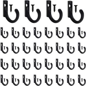 58 Pieces Key Hooks, Black Small Hooks for Hanging Hat, Jewelry, Steel Metal Hook, Kitchen Little Towel Hook with Black Screws for Farmhouse Retro Crafting Projects (0.87"0.59", Black)