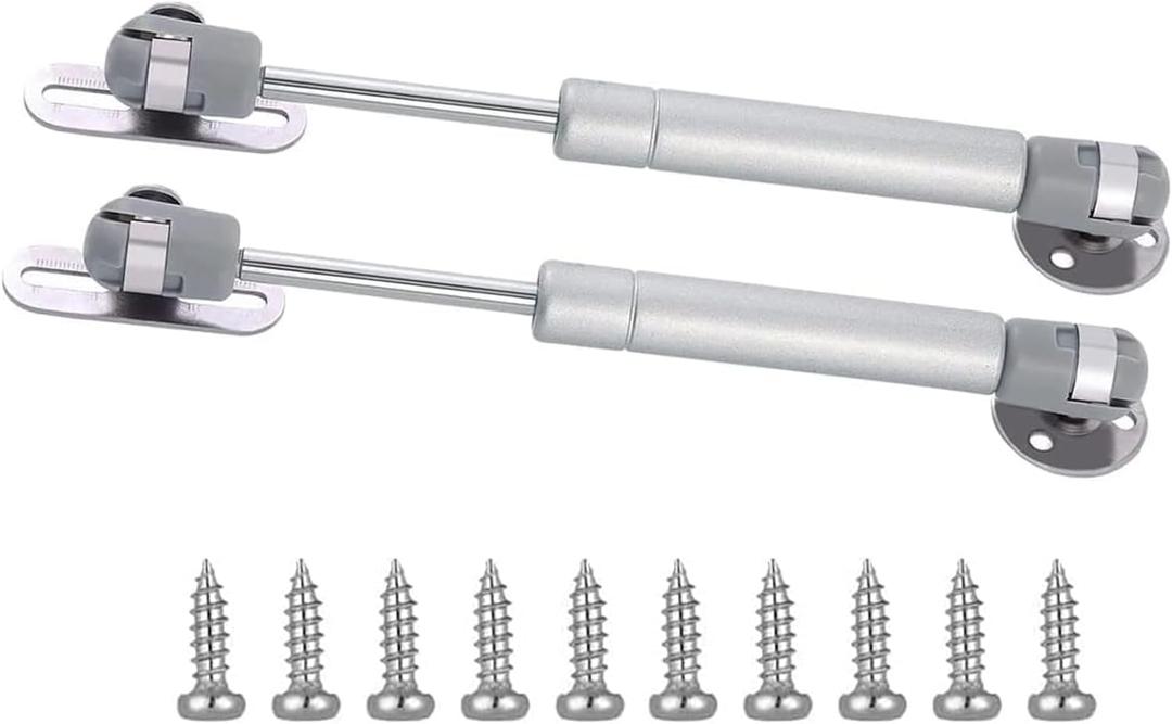 6" Length Gas Strut, 20N/4.4 lb Hydraulic Air Prop Lift Support Cabinet Hinge Kitchen Cabinet Door Air Spring Door Impact Cabinet Hinge Silver, (2 Sets)