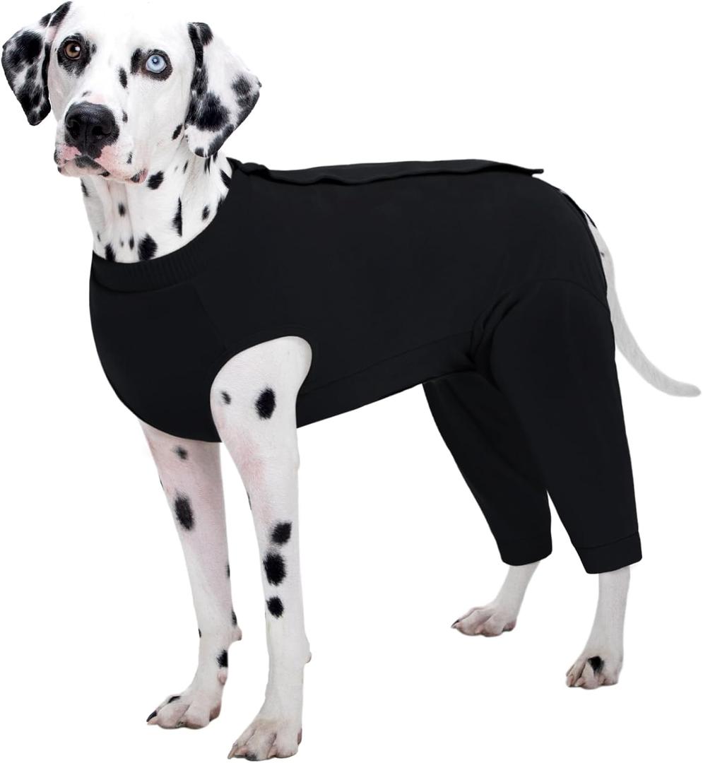 Kuoser Dog Surgery Suit Female Spay Male Neuter, Dog Leg Sleeve to Stop Licking Soft Dogs Onesie for Abdominal Wound, Dogs Recovery Suit Rear Leg Sleeves Pet Elbow Brace Protector, Black 3XL (3X-Large (Back Length: 59CM / 23.22"))