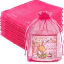 Crweety 50 Pcs 5x7 Inch Hot Pink Organza Bags, Small Mesh Gift Bags for Birthday, Baby Shower, Bridal Shower Party Favor, Candy, Christmas Treat, Delicate Jewelry Pouches for Valentine Mother's Day