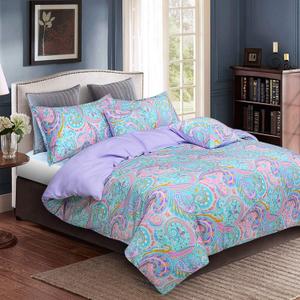 Softta Cal King Size Colorful Paisley Western Bedding 10498 inches Bedding Sets Vintage Girls Kids 3Pcs Zipper Closure Duvet Cover Sets 100% Cotton Light Purple B Chic Boho Bedding Collection