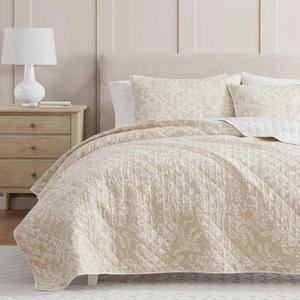 Martha Stewart - Queen Quilt Set with Shams, Cotton, Reversible