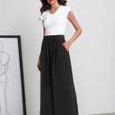 6 x QIANXIZHAN Women's Wide Leg Pants,Dressy Flowy Lounge Work Dress Pants (Black, XL)