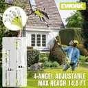EWORK 20V 8" Cordless Pole Saws for Tree Trimming with Battery & Charger | Tool-Less Chain Tensione, Lightweight Electric Pole Chain saw with 4-Angle Adjustable Head