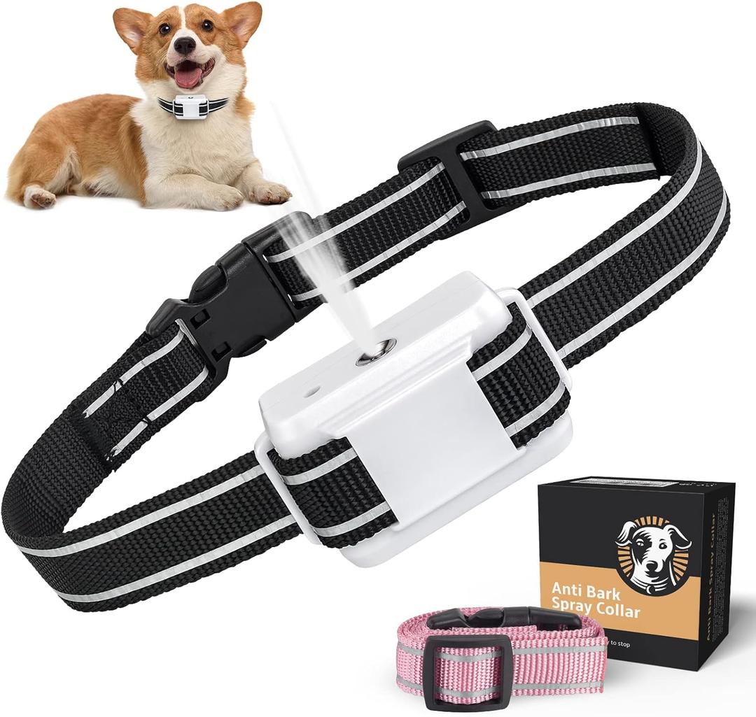 Citronella Bark Collar for Large Dogs - Automatic Anti Bark, Adjustable Sensitivity & Volume, Black & Pink