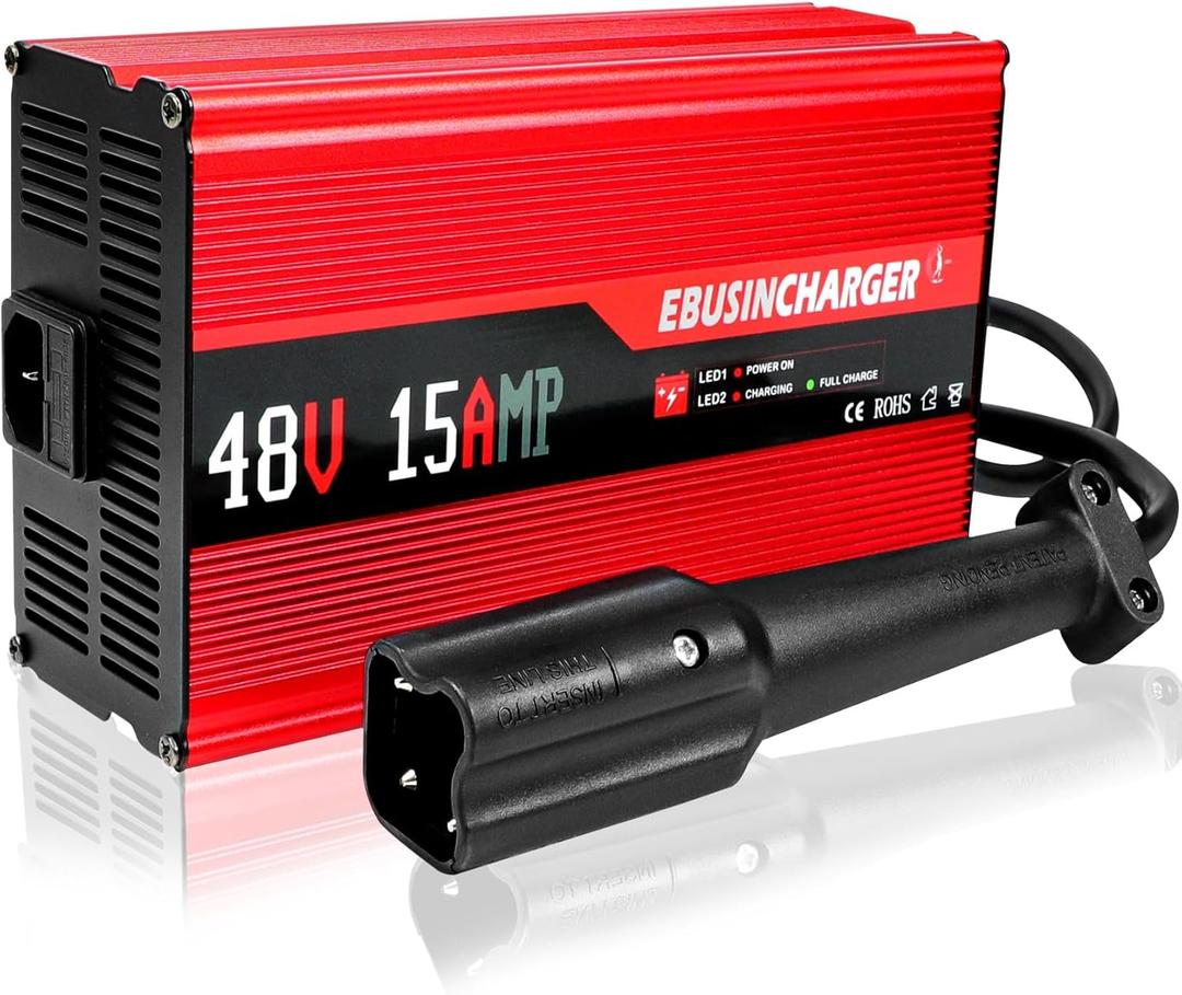 Upgraded 48V15A Golf Cart Battery Charger for Yamaha G29 Drive & Drive 2 Golf Carts.48v Golf Cart Charger- 3-pin Leaf Plug.15 Amp Smart Charger with Trickle Charge, 6-8 Hours Full Charge.