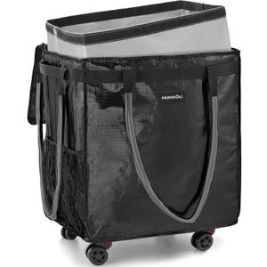 Fanwoli Reusable Grocery Bag on Wheels with Upgraded Wrinkle-Resistant Fabric | Enhanced Stability Wheels & Extended Handle | Foldable Shopping Trolley for Laundry, Carries Up to 130, L