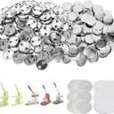 300 Sets 1.25 inch Button Maker Supplies, 32mm Button Supplies Parts Badge Part, Buttons Making Supplies, Includes Metal Pin Back Cover, Metal Shells, Blank Paper&Clear Film
