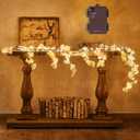 Fudios Lighted White Cherry Blossom Garland Decor with Timer 96 LED Fairy Lights 6FT for Mantle,Artificial Flower Vine with Lights Battery Operated Valentines Wedding Party Indoor Outdoor