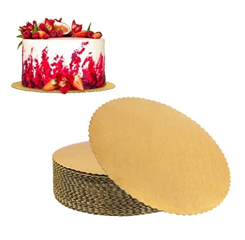YunKo Gold Cake Boards 12 Inch Round, Disposable Cardboard Rounds Cake Base Decorating Supplies For Dessert Table Bases Para Pasteles