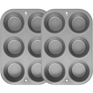 G & S Metal Products Company OvenStuff Set of Two Nonstick 6-cup Jumbo Muffin Pan, Gray, HG236-AZ